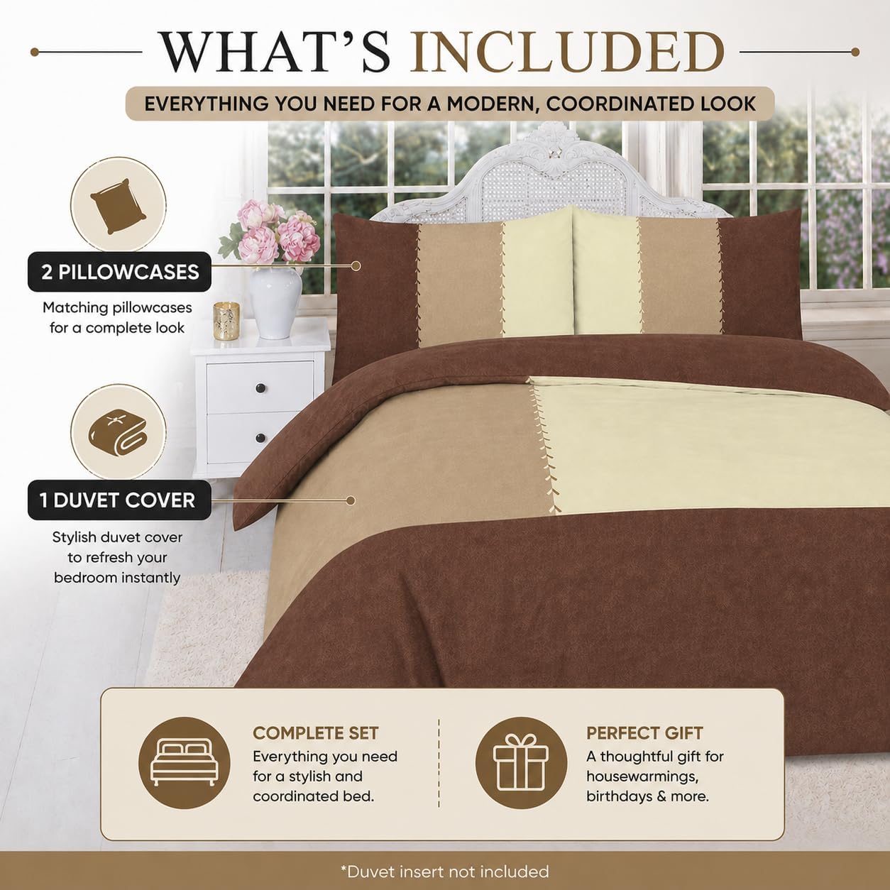 Suede Patch Polycotton Duvet Cover Set – Luxury Soft Touch Patchwork Bedding | Night Zone
