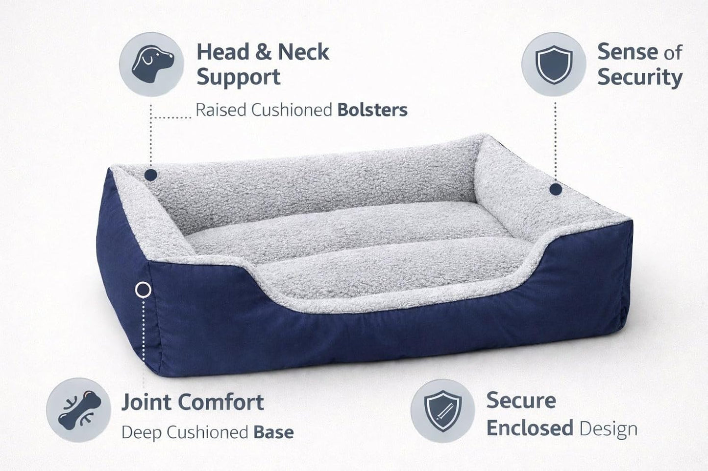 Luxury Orthopaedic Dog Bed Sofa – Plush Pet Basket with Raised Support Sides | Night Zone