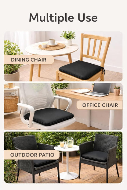 Pack of 4 Waterproof Chair Pads 38 x 38 cm – Indoor & Outdoor Seat Cushions with Ties | Night Zone