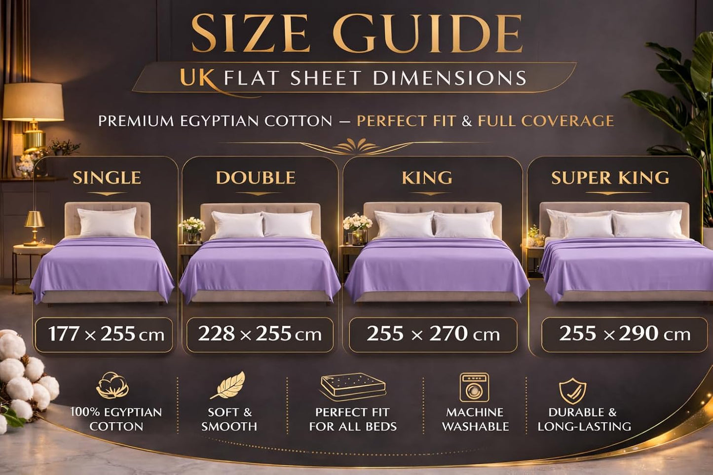 Flat Sheet 100% Egyptian Cotton 200 Thread Count Hotel Quality