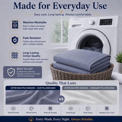 200 Thread Count Egyptian Cotton Pillowcases Pair – Hotel Quality Bedding | Night Zone