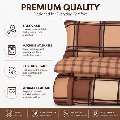 Logan Printed Polycotton Duvet Cover Set – Soft Easy Care Modern Bedding | Night Zone