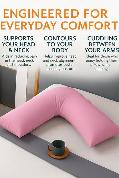 Easy Care Polycotton Orthopaedic V Shaped Pillow with Case or V Pillowcase Only | Night Zone
