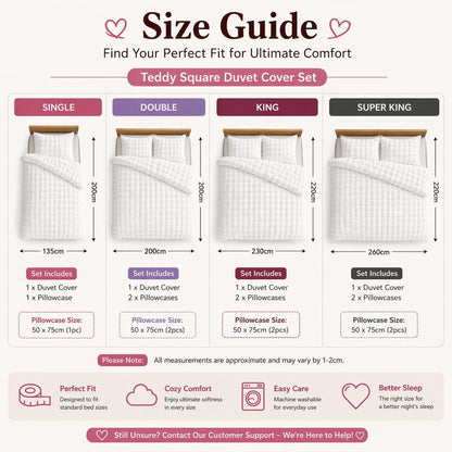 Teddy Square Fleece Duvet Cover Set – Ultra Soft Fluffy Plush Bedding | Night Zone