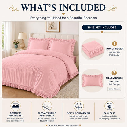 Santiago Frilled Polycotton Duvet Cover Set – Luxury Easy Care Bedding | Night Zone
