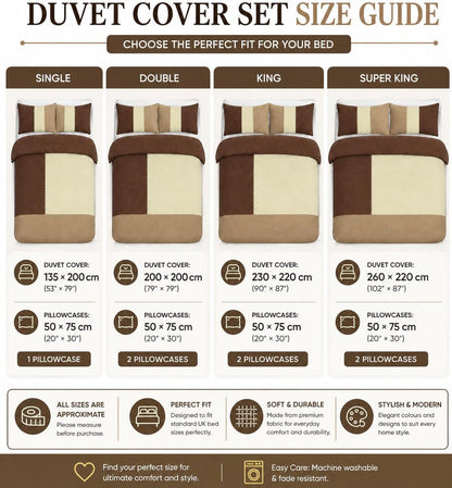 Suede Patch Polycotton Duvet Cover Set – Luxury Soft Touch Patchwork Bedding | Night Zone