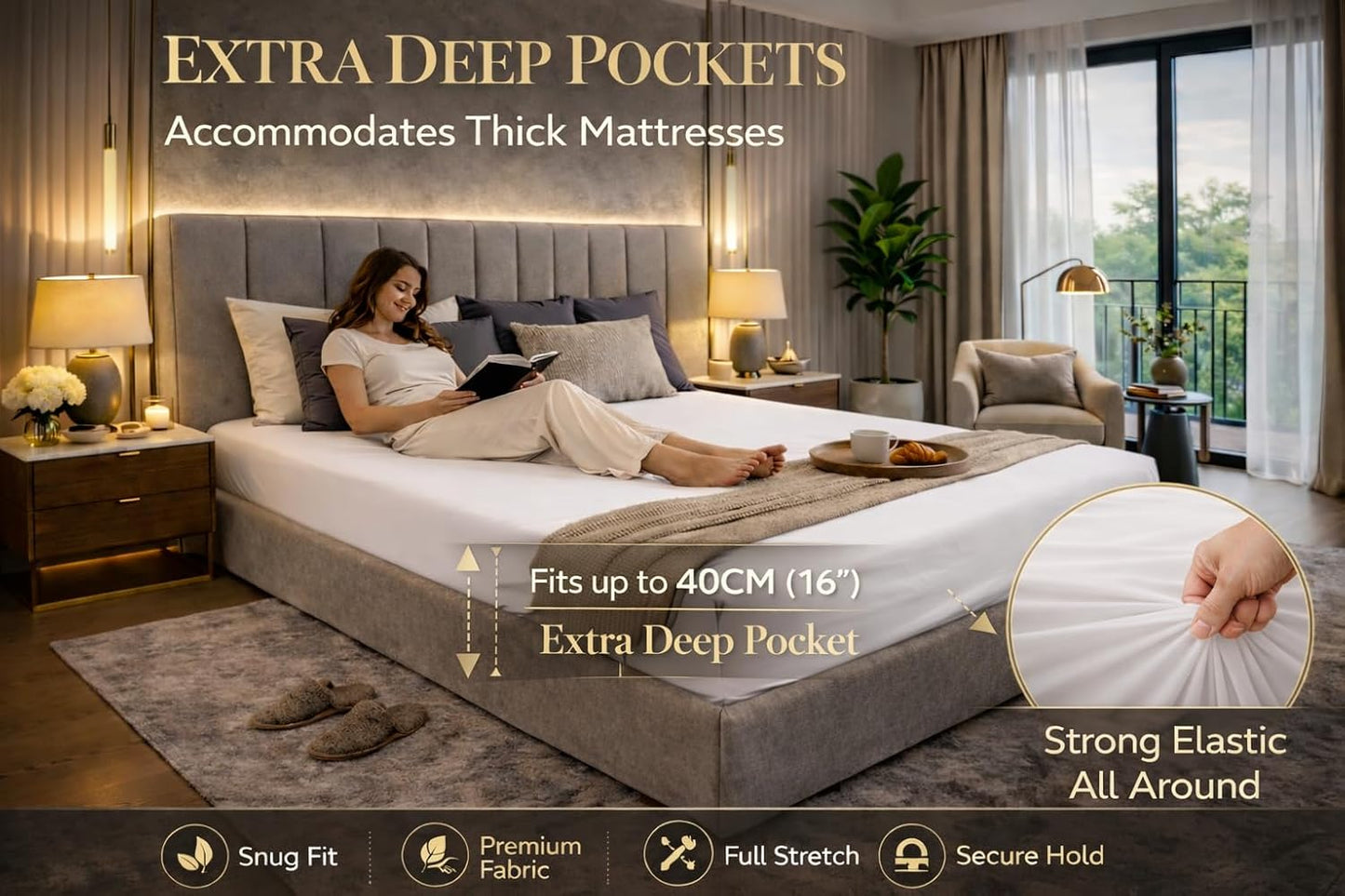 Extra Deep Fitted Sheet 40cm – Polycotton Easy Care Bedding | Night Zone