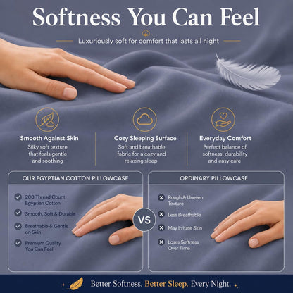 200 Thread Count Egyptian Cotton Pillowcases Pair – Hotel Quality Bedding | Night Zone