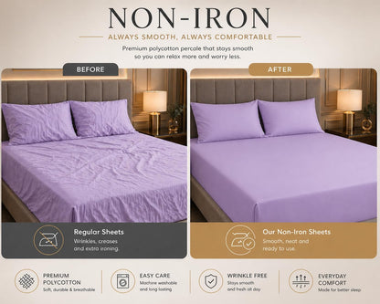 180 Thread Count Percale Fitted Sheet 25cm Deep – Polycotton Easy Care Bedding | Night Zone