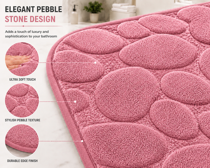 Pebble Stone Bath Mat Set – Soft Absorbent Non Slip Bathroom Rug Set | Night Zone
