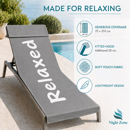 Printed Microfiber Beach & Sun Lounger Towel with Hood | Night Zone