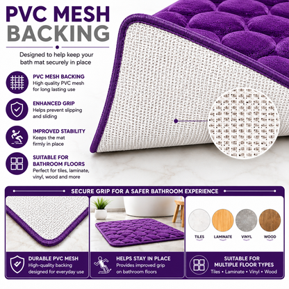 Pebble Stone Bath Mat Set – Soft Absorbent Non Slip Bathroom Rug Set | Night Zone