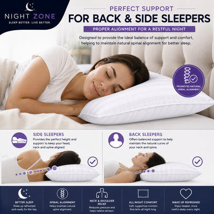 Satin Stripe Pillows – Soft Hollow Fibre Hotel Quality Pillows | Night Zone