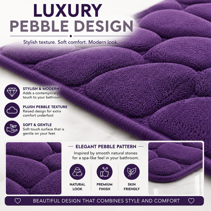 Pebble Stone Bath Mat Set – Soft Absorbent Non Slip Bathroom Rug Set | Night Zone