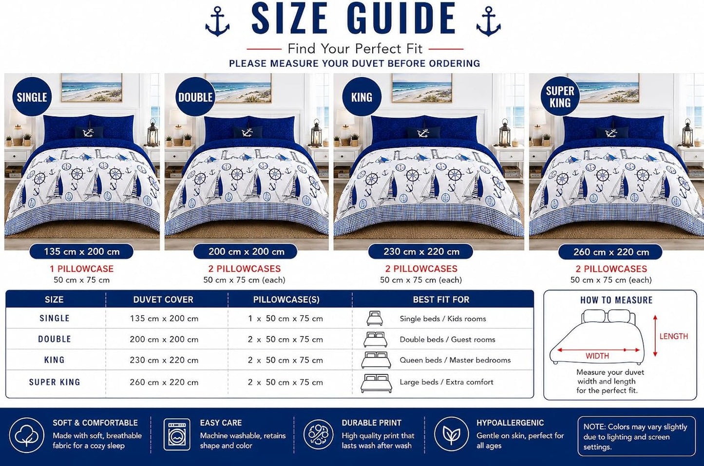 Jake Sailor Coastal Ship Duvet Cover Set – Reversible Nautical Quilt Cover Luxury Bedding | Night Zone