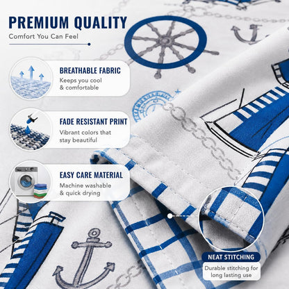 Jake Sailor Coastal Ship Duvet Cover Set – Reversible Nautical Quilt Cover Luxury Bedding | Night Zone