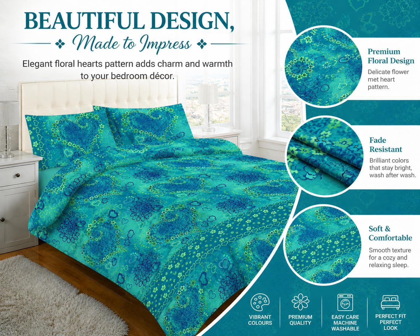 Jasmine Floral Duvet Cover Set – Soft Easy Care Printed Bedding | Night Zone
