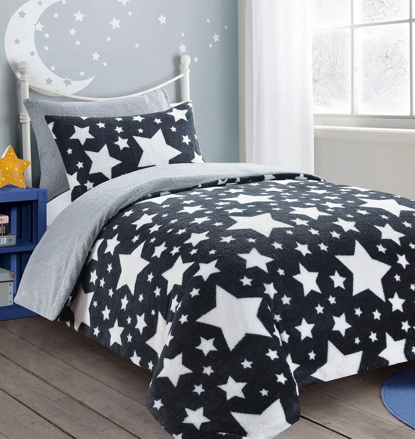 Teddy Star Fleece Duvet Cover Set – Soft Cosy Kids Teddy Bear Bedding | Night Zone