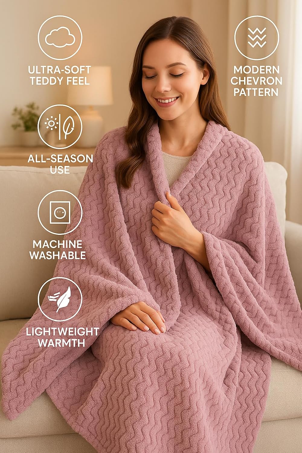 Wave Flannel Fleece Throw Blanket – Ultra Soft Warm Sofa & Bed Throw | Night Zone