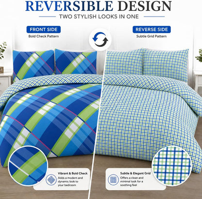 Hardy Check Striped Polycotton Duvet Cover Set – Soft Easy Care Bedding | Night Zone