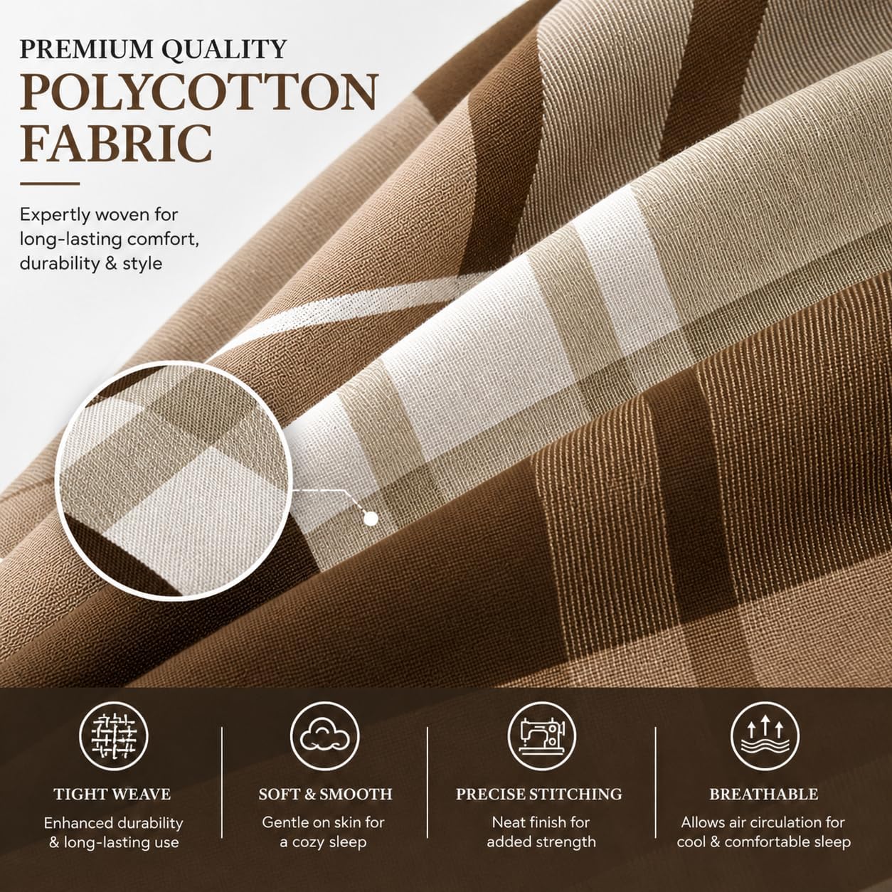 Hardy Check Striped Polycotton Duvet Cover Set – Soft Easy Care Bedding | Night Zone