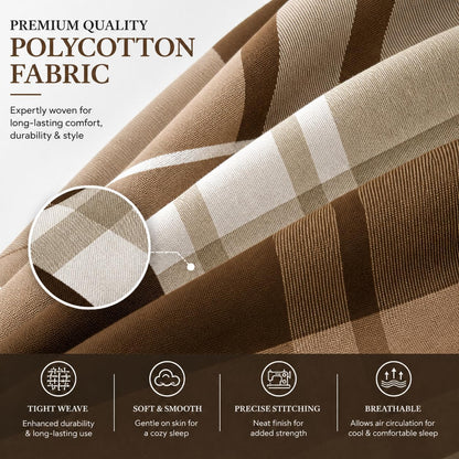 Hardy Check Striped Polycotton Duvet Cover Set – Soft Easy Care Bedding | Night Zone