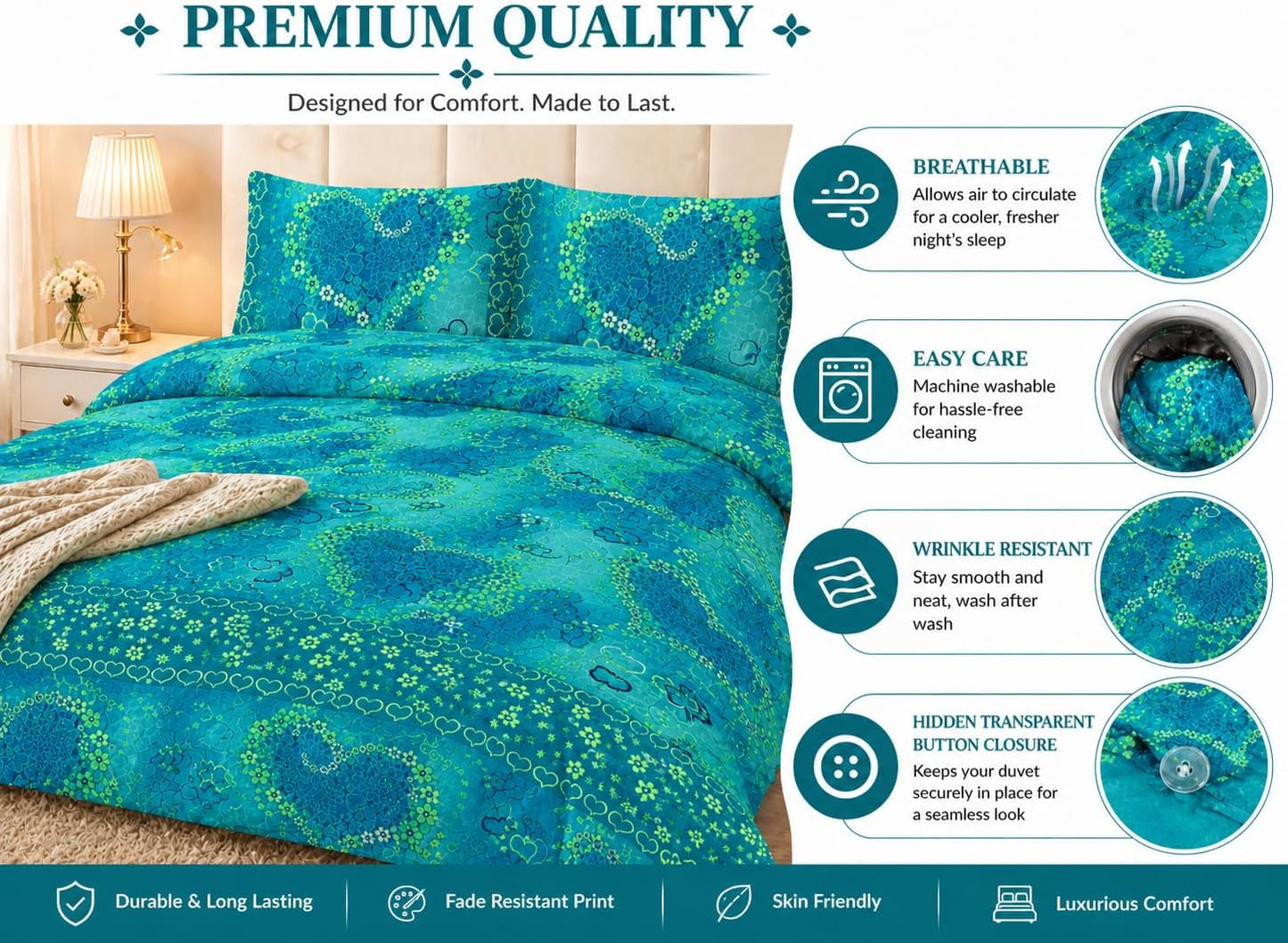 Jasmine Floral Duvet Cover Set – Soft Easy Care Printed Bedding | Night Zone