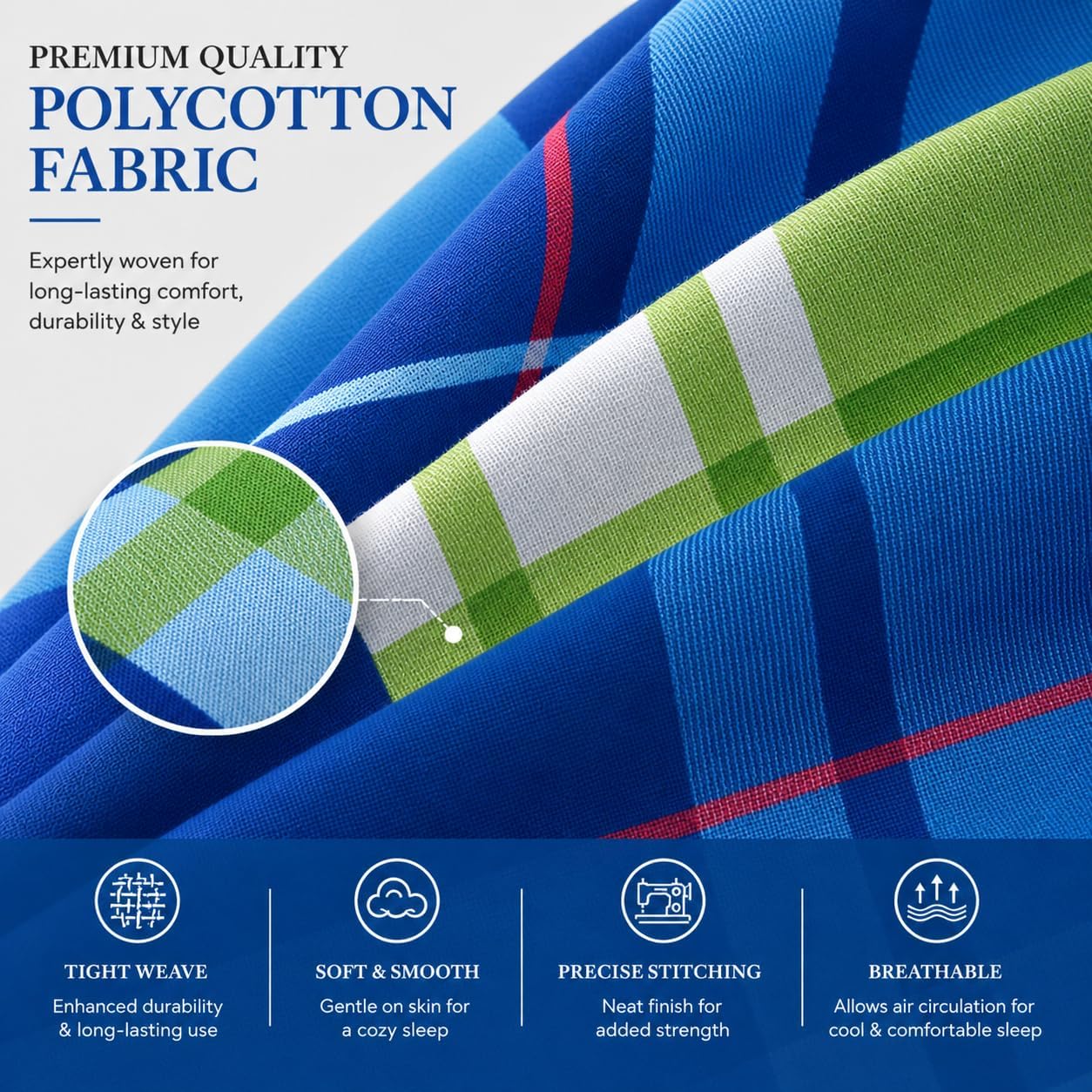 Hardy Check Striped Polycotton Duvet Cover Set – Soft Easy Care Bedding | Night Zone