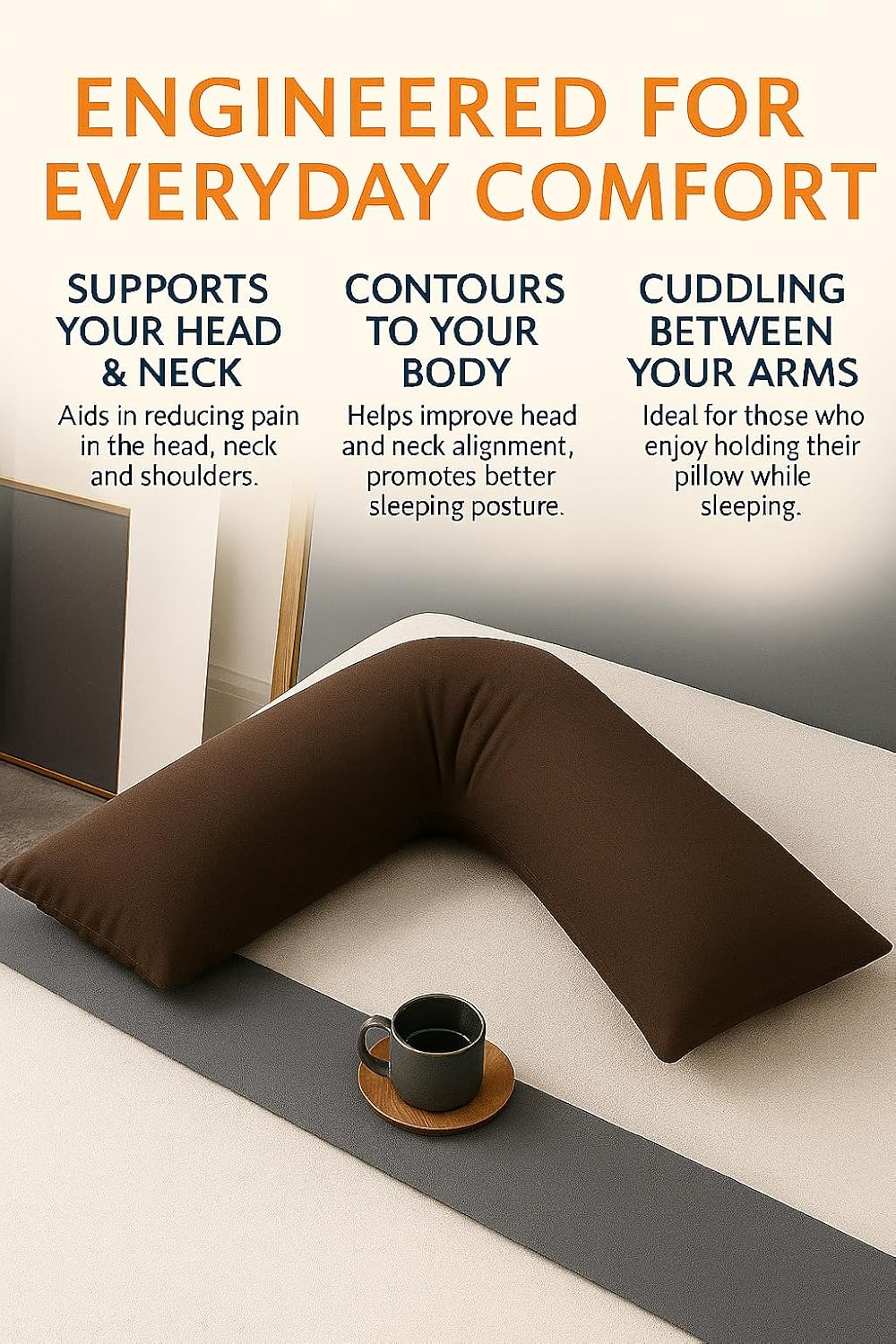 Easy Care Polycotton Orthopaedic V Shaped Pillow with Case or V Pillowcase Only | Night Zone
