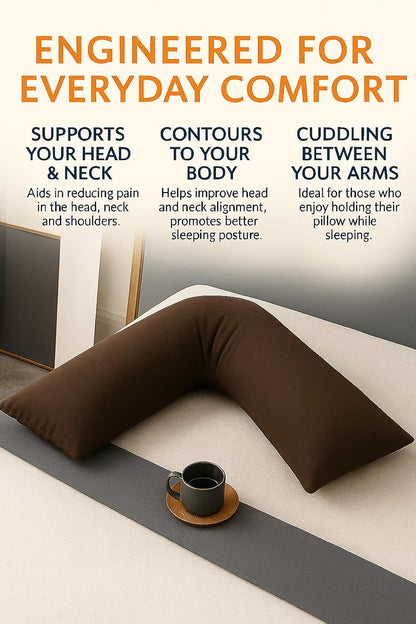 Easy Care Polycotton Orthopaedic V Shaped Pillow with Case or V Pillowcase Only | Night Zone