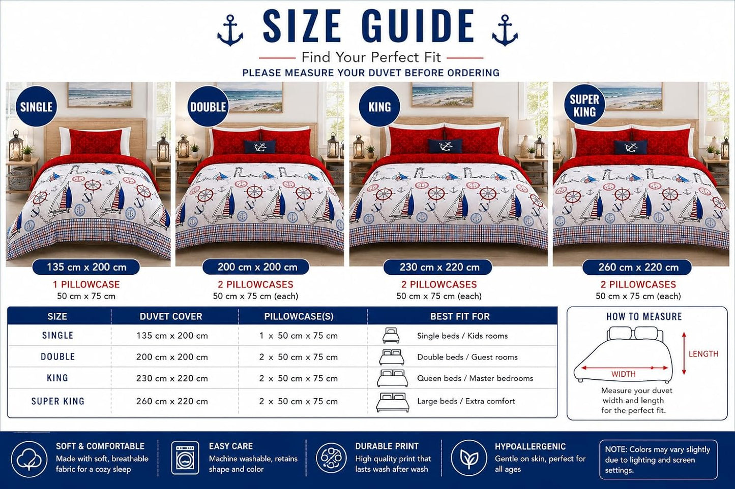 Jake Sailor Coastal Ship Duvet Cover Set – Reversible Nautical Quilt Cover Luxury Bedding | Night Zone