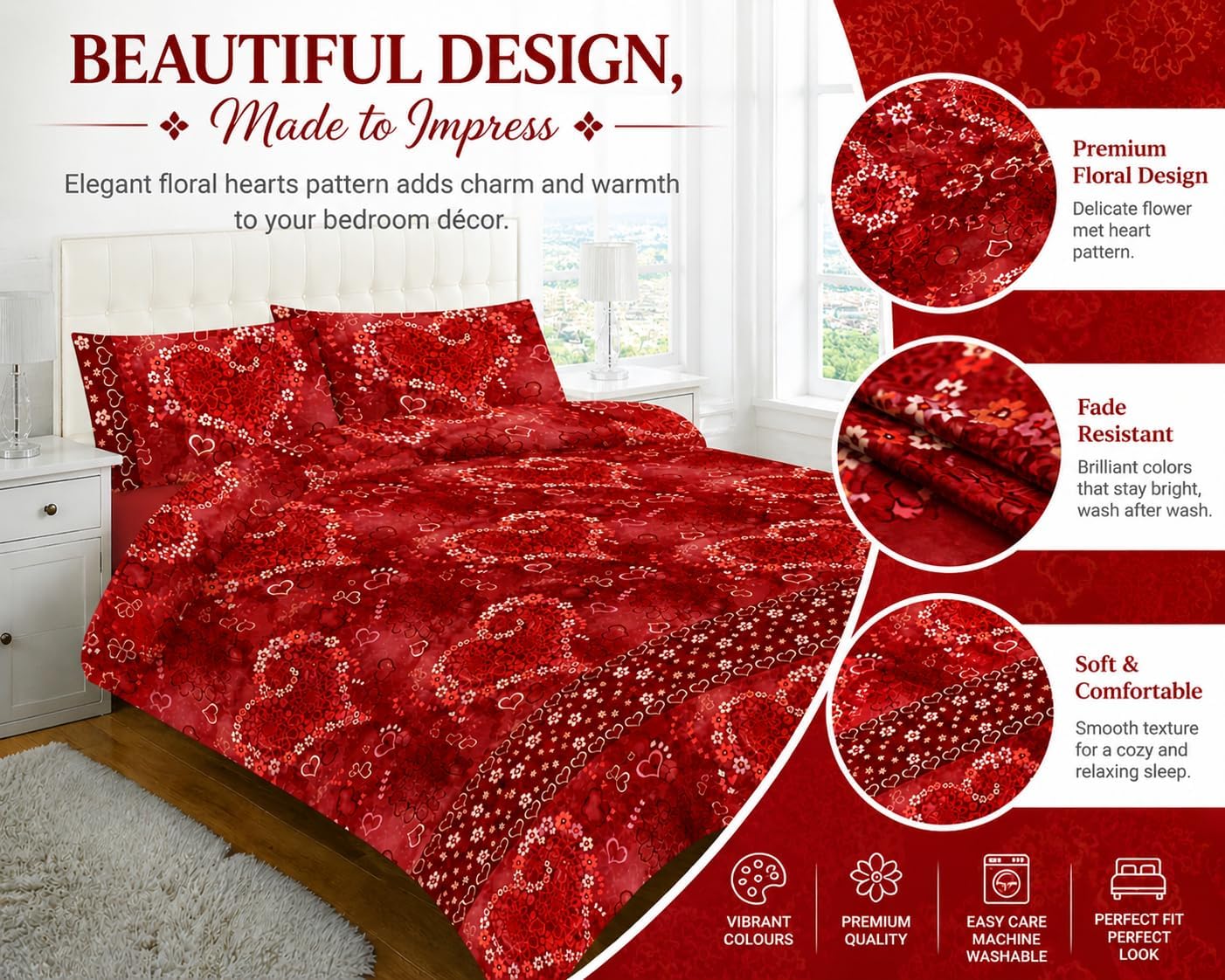 Jasmine Floral Duvet Cover Set – Soft Easy Care Printed Bedding | Night Zone