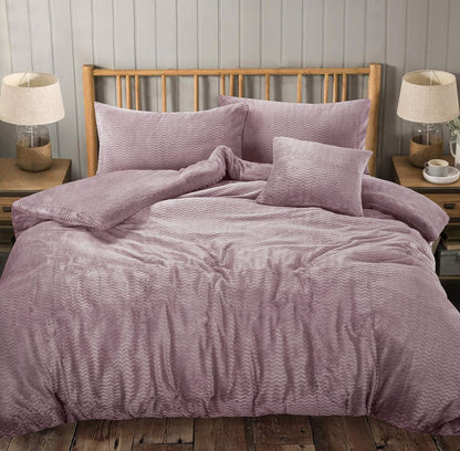 Teddy Fleece Waves Duvet Cover Set with Matching Cushion Covers | Night Zone