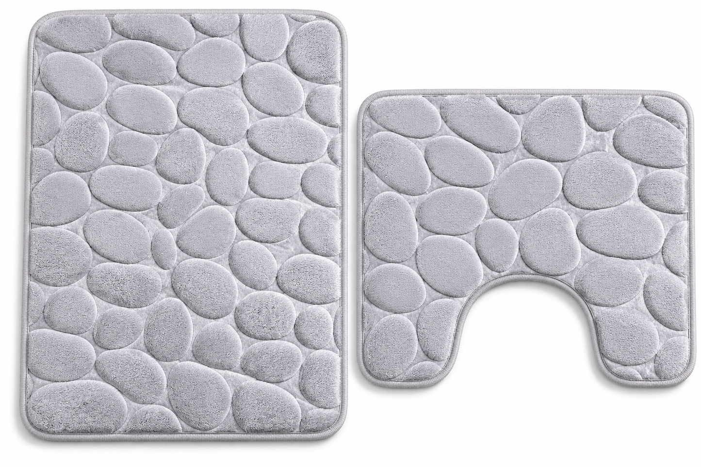 Pebble Stone Bath Mat Set – Soft Absorbent Non Slip Bathroom Rug Set | Night Zone