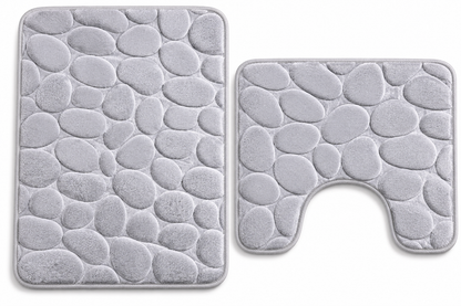 Pebble Stone Bath Mat Set – Soft Absorbent Non Slip Bathroom Rug Set | Night Zone