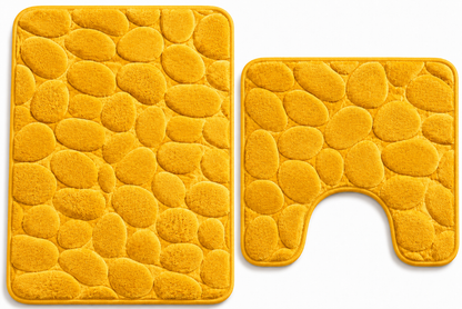 Pebble Stone Bath Mat Set – Soft Absorbent Non Slip Bathroom Rug Set | Night Zone