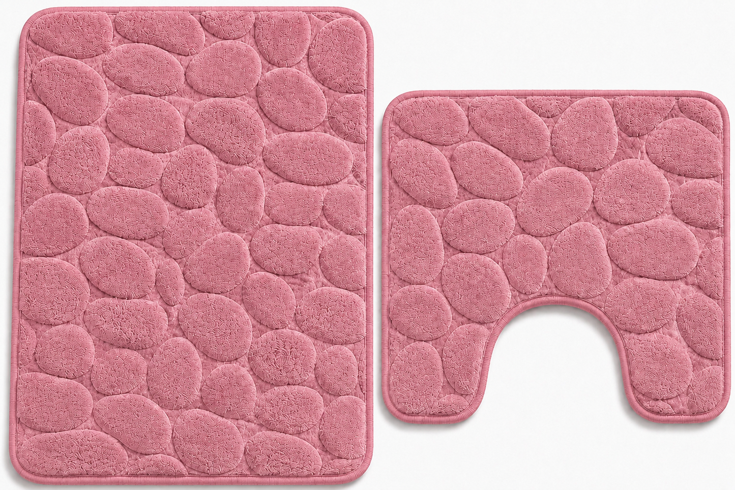 Pebble Stone Bath Mat Set – Soft Absorbent Non Slip Bathroom Rug Set | Night Zone