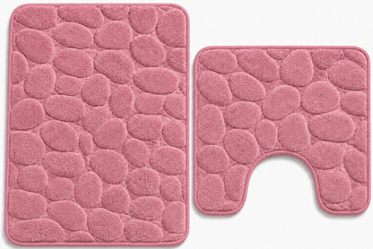 Pebble Stone Bath Mat Set – Soft Absorbent Non Slip Bathroom Rug Set | Night Zone