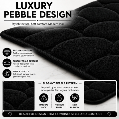 Pebble Stone Bath Mat Set – Soft Absorbent Non Slip Bathroom Rug Set | Night Zone