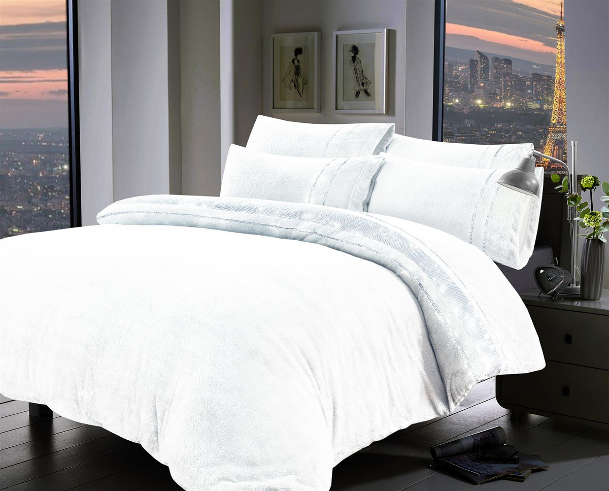 Diamante Teddy Fleece Duvet Cover Set with Pillowcases | Night Zone