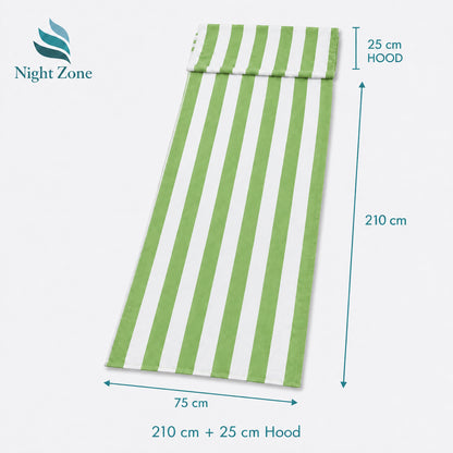 Microfiber Striped Beach & Sun Lounger Towel with Hood | Night Zone