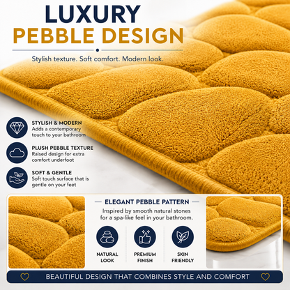 Pebble Stone Bath Mat Set – Soft Absorbent Non Slip Bathroom Rug Set | Night Zone