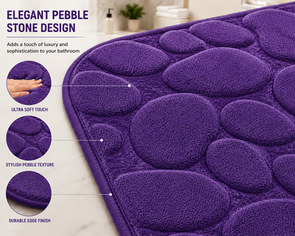 Pebble Stone Bath Mat Set – Soft Absorbent Non Slip Bathroom Rug Set | Night Zone