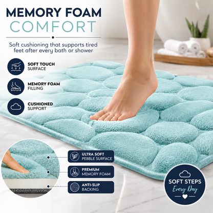 Pebble Stone Bath Mat Set – Soft Absorbent Non Slip Bathroom Rug Set | Night Zone