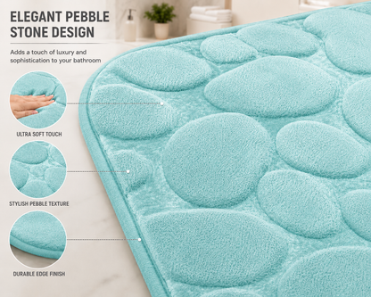 Pebble Stone Bath Mat Set – Soft Absorbent Non Slip Bathroom Rug Set | Night Zone