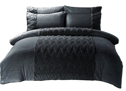 Teddy Fleece Duvet Cover Set Amari – 3D Wave Embossed Soft Warm Bedding | Night Zone