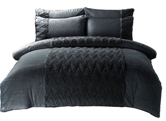 Teddy Fleece Duvet Cover Set Amari – 3D Wave Embossed Soft Warm Bedding | Night Zone