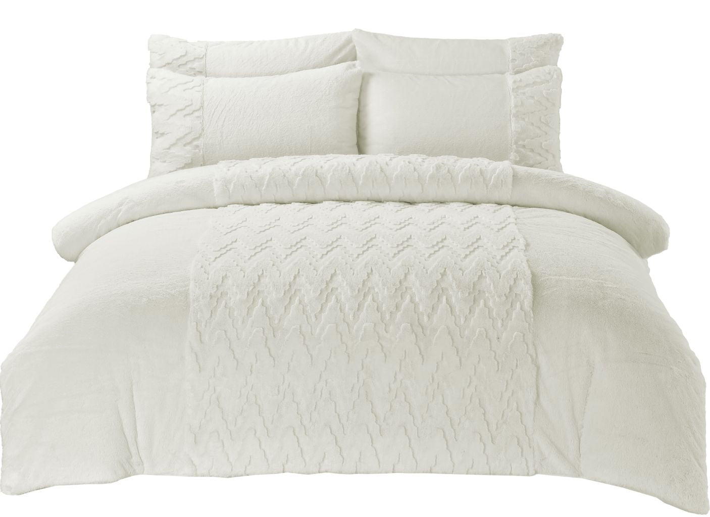 Teddy Fleece Duvet Cover Set Amari – 3D Wave Embossed Soft Warm Bedding | Night Zone