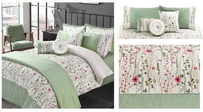 Arabella Floral Embroidered Duvet Cover Set – Luxury Elegant Microfiber Bedding | Night Zone