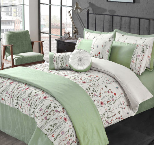 Arabella Floral Embroidered Duvet Cover Set – Luxury Elegant Microfiber Bedding | Night Zone